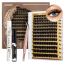 LASHVIEW DIY Eyelash Extension Kit, Fluffy Lash Extension Kit D Curl 9-18mm mix Clusters with Bond&Seal, Remover and Applicator DIY Lash Extensions for Easy at Home Application Style NM03