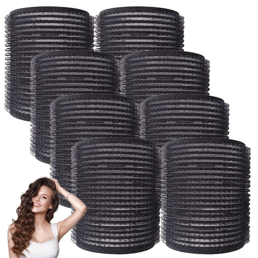 SOL 8PK Black Hair Rollers for Hair Volume | Self Holding Large Hair Rollers | Black Velcro Rollers for Hair | Hair Roller for Long Hair & Short Hair | Large Velcro Hairdressing Curler | Salon Hair Curler