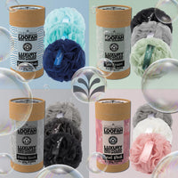 Temple Spring Loofah Shower Sponge, Recycled Body Scrubber Scrunchies, Exfoliating Bath Sponge, Shower Puff Bath Sponges for Adults, Loofah Back Scrubber Pouffe, Loofa Body Scrub Exfoliator - Grey