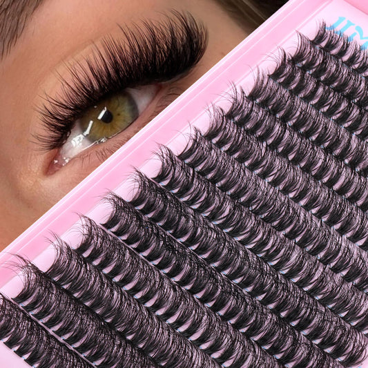 JIMIRE 280Pcs Individual Eyelashes Natural Look Wispy Cluster Lashes 11-16MM 50D Fluffy Lashes Individual Cluster DIY Eyelash Extensions D Curl Russian Lash Clusters Extensions