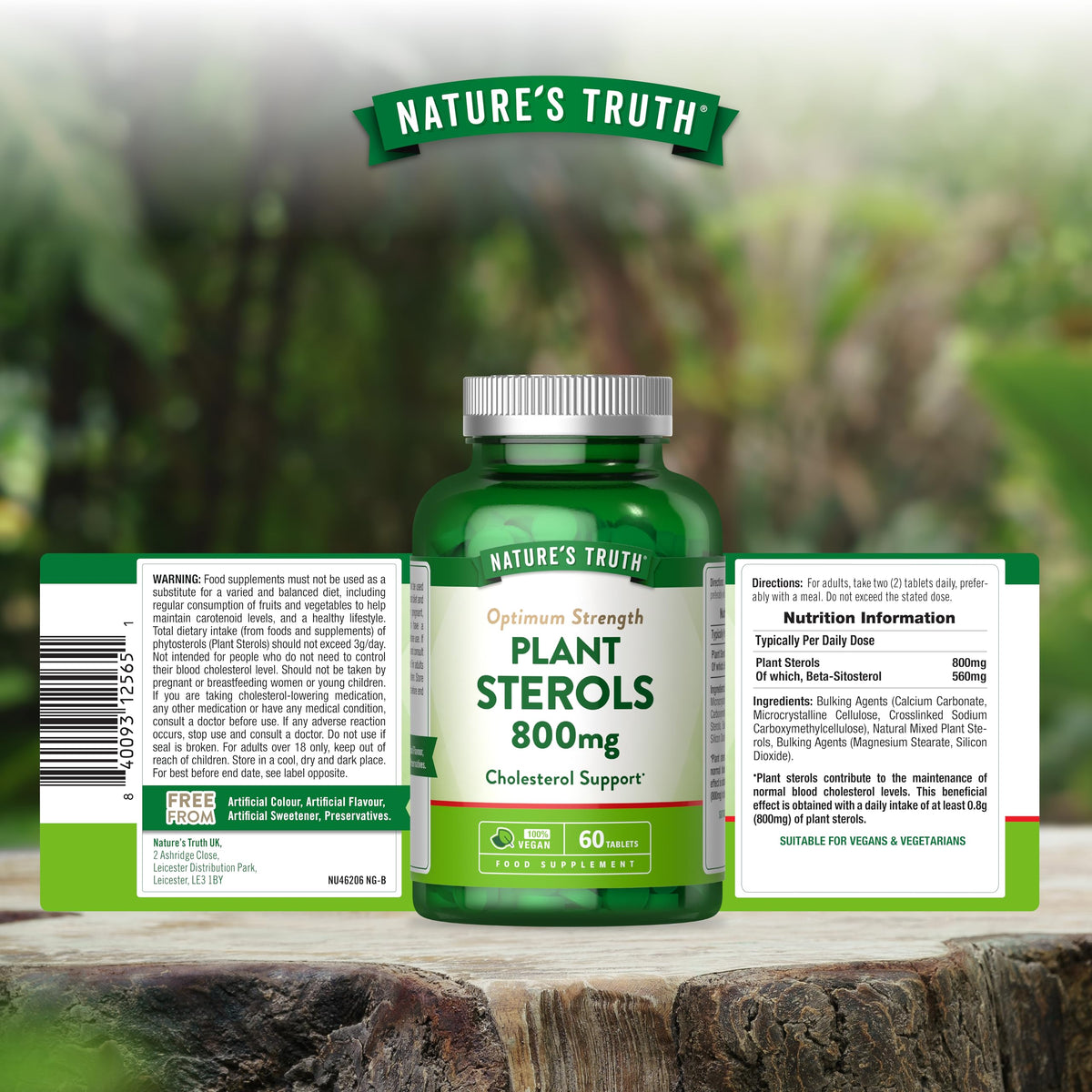 Plant Sterols High Strength 800mg | with Beta-Sitosterol | Vegan and Vegetarian | 60 Tablets | Nature's Truth