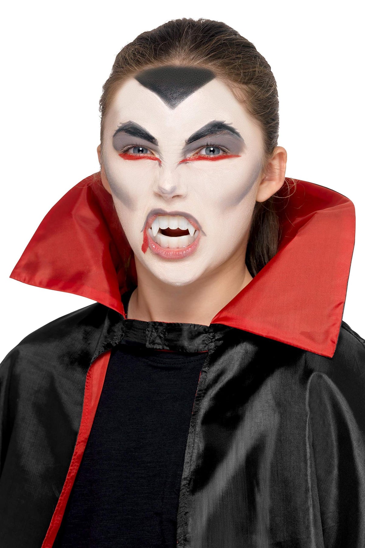 Smiffys Make-Up FX, Kids Vampire Kit, Aqua, Multi- Face Paints, Fangs, Stipple Sponge & Applicators, Cosmetics and Disguises Fancy Dress, Vampire Dress Up Cosmetics & Disguises.