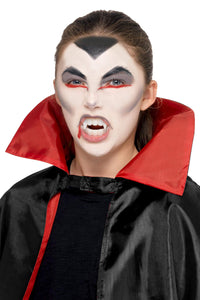 Smiffys Make-Up FX, Kids Vampire Kit, Aqua, Multi- Face Paints, Fangs, Stipple Sponge & Applicators, Cosmetics and Disguises Fancy Dress, Vampire Dress Up Cosmetics & Disguises.