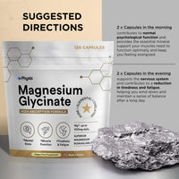 Physis Magnesium Glycinate 400mg | High Strength Elemental for Sleep, Mind & Muscle | Vegan Chelated Magnesium Bisglycinate | Bioavailable | Non-Laxative Natural Mineral | 120 x Magnesium Capsules