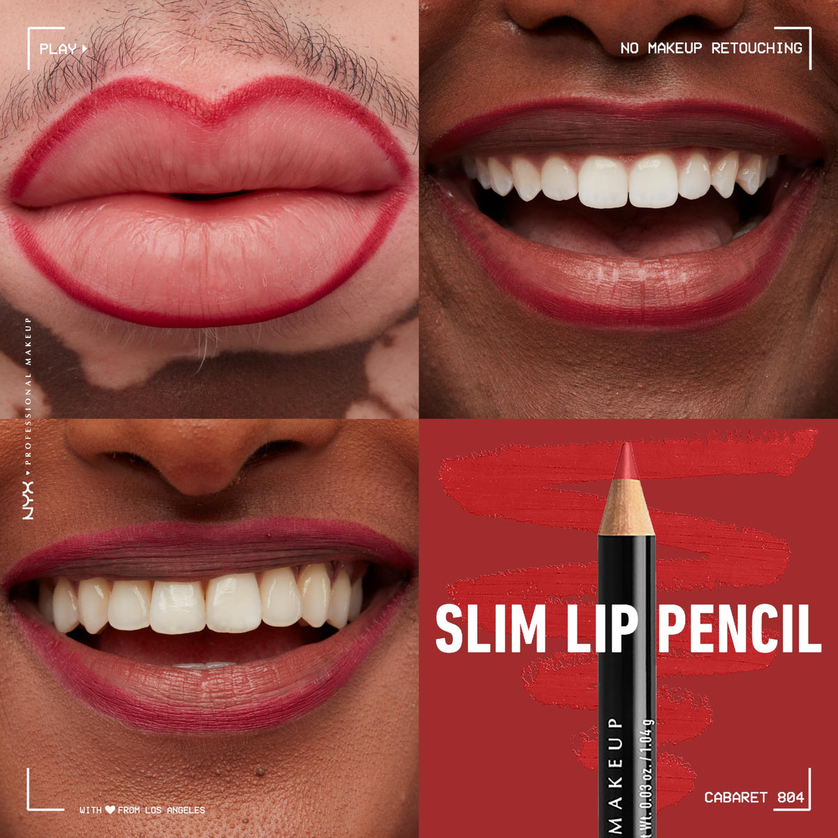 NYX PROFESSIONAL MAKEUP NYX Professional Makeup Slim Lip Pencil, Buttery Soft, Long-Wear Lip Liner, Creamy Precision Lip Liner for a Defined Pout, High-Shine Pairing, Shade: 804 Cabaret