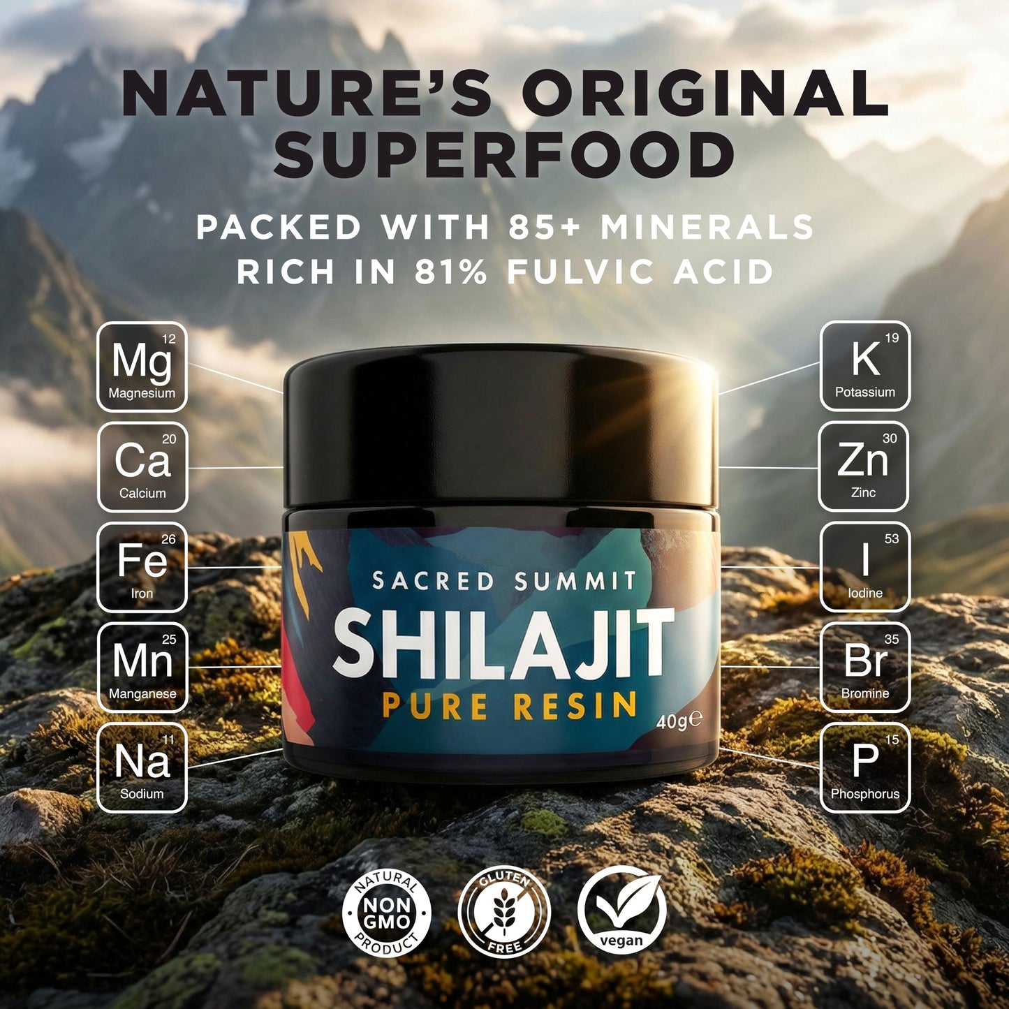 Sacred Summit® Authentic Shilajit Resin – 3 Months Supply, Pure, Vegan, Ethically Sourced, Rich in Fulvic & Humic Acid, Boosts Energy & Stamina
