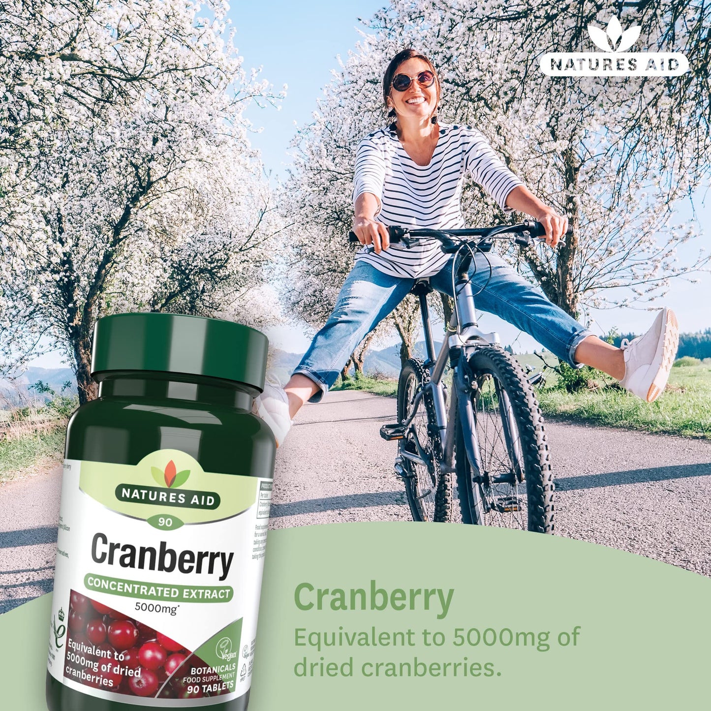 Natures Aid Cranberry 5000mg – High Strength Tablets – Supports Urinary Tract Health & Immune System – Antioxidant Protection – Vegan, Gluten Free – 90 Tablets – Food Supplement
