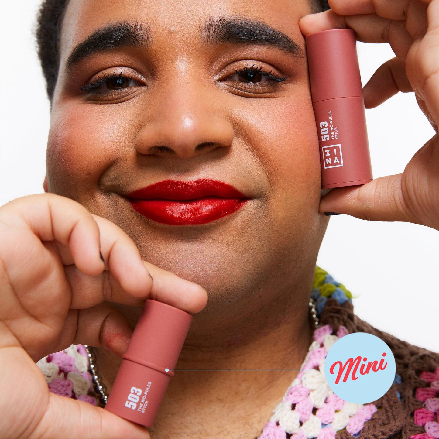 3INA MAKEUP - The No-Rules Stick 503 (Mini) - Nude Blush Stick for Eyes Lips & Cheeks w Hyaluronic Acid - Cream Blush