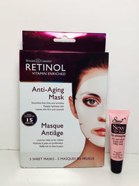 Retinol Skincare Cosmetics RETINOL Vitamin Enriched Anti-Aging 15 minute Mask 5 Sheets