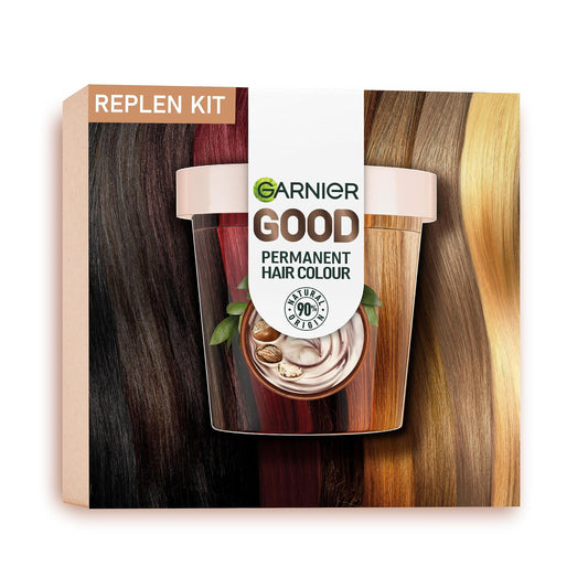 Garnier Good Permanent Hair Dye Replen Kit, 2.0 Truffle Soft Black, Up To 100% Grey Coverage, 8 Weeks Long-Lasting Colour, No-Drip Application