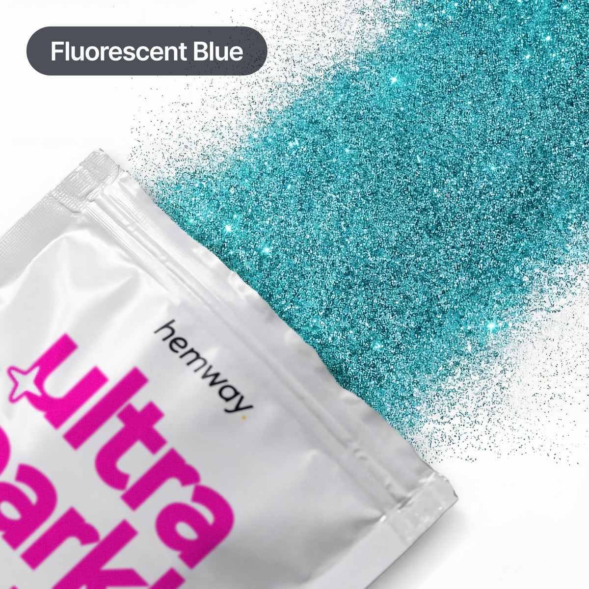 Hemway Ultra Sparkle Glitter Fluorescent Blue 100g Microfine | Glitter for Arts & Craft, Makeup, Nail Art, Crafting, Card Making, Sparkle Decoration