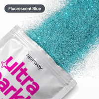 Hemway Ultra Sparkle Glitter Fluorescent Blue 100g Microfine | Glitter for Arts & Craft, Makeup, Nail Art, Crafting, Card Making, Sparkle Decoration