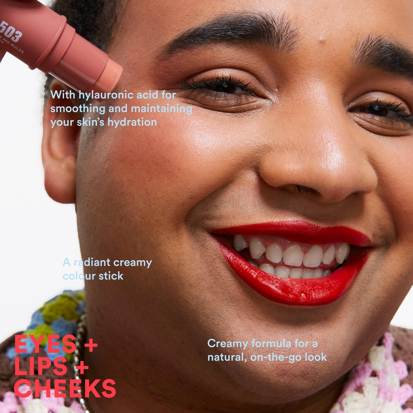 3INA MAKEUP - The No-Rules Stick 503 (Mini) - Nude Blush Stick for Eyes Lips & Cheeks w Hyaluronic Acid - Cream Blush