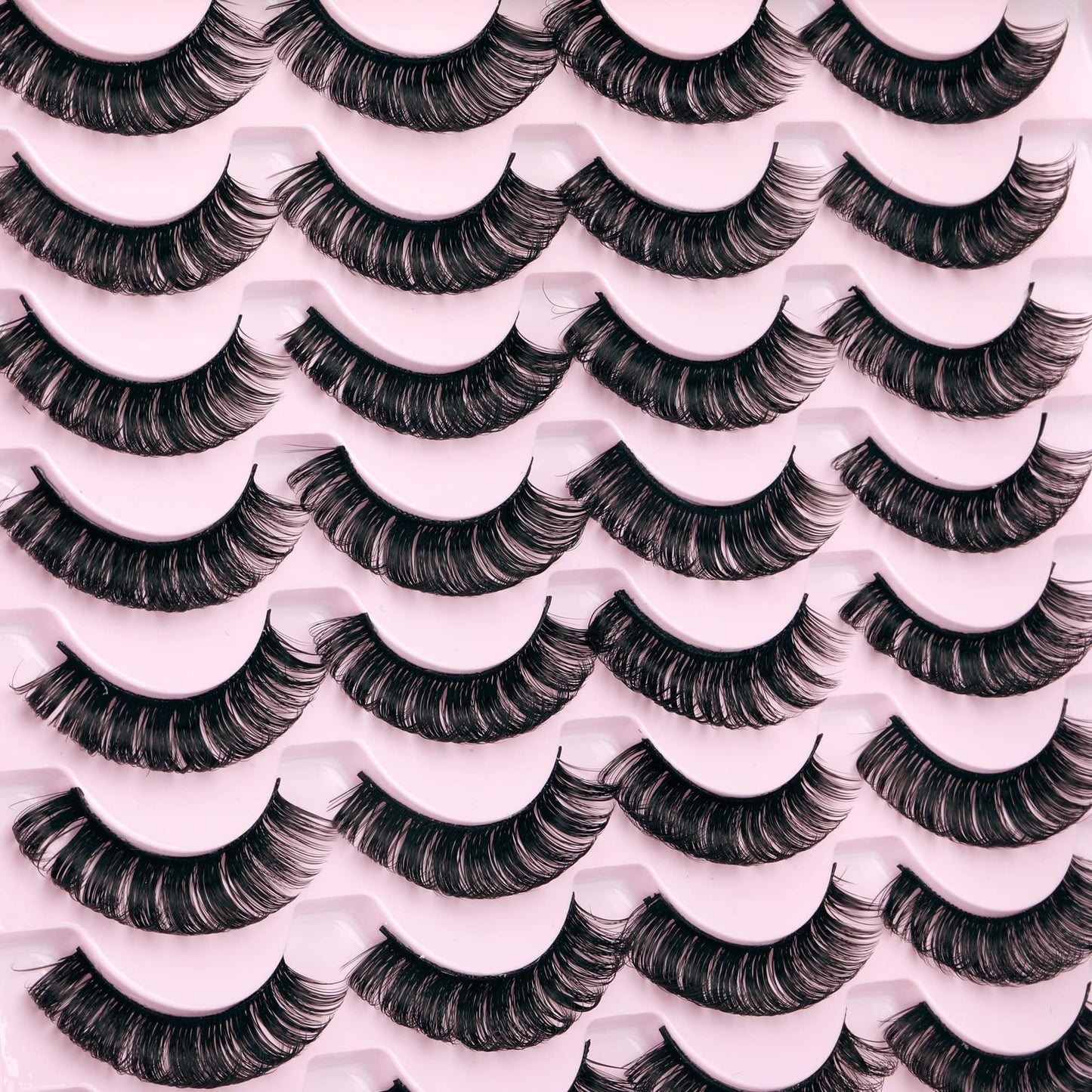 JIMIRE Russian Strip Volume Eyelashes DD Curl Fluffy False Eyelashes Look Like Lash Extensions Natural Lashes 16 Pairs Pack