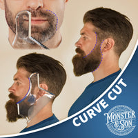 Monster&Son Beard Shaping Tool - Classic Oversized Design (Blue-Clear)