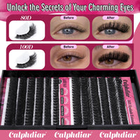 calphdiar Calphdiar Fluffy Individual Eyelashes 80D+100D Thick Cluster Lashes Wispy Lashes Individual Cluster D Curl Lash Clusters 10-18mm Russian Eyelash Clusters 234pcs Dramatic DIY Lash Extensions at Home