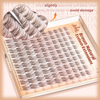 ALICROWN HAIR Brown Lash Clusters Natural Eyelash Clusters Wispy Individual Lash Extensions Brown Eyelash Extensions with Clear Bands Short DIY Eyelash Extensions at Home 100Pcs 8mm-16mm
