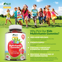 Multivitamin for Kids (5+) - 120 Vegan Gummies - 4 Month Supply - Tasty Strawberry Flavour - Kids Vitamins Including C, D & B12 - Made in The UK by Nu U Nutrition