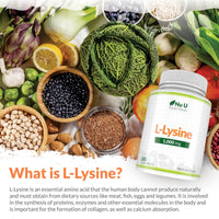 L-Lysine 1000mg High Strength - 180 Vegan Tablets - 6 Month Supply - Essential Amino Acid - Made in The UK - Nu U Nutrition