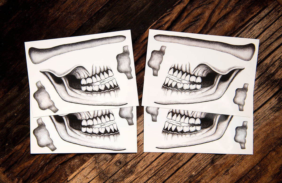 Tattoocrew 4 x Halloween Tattoos Skull Sticker for Face