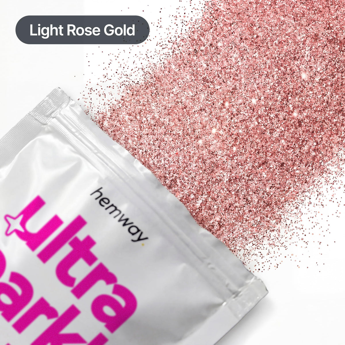 Hemway Ultra Sparkle Glitter Light Rose Gold 100g Fine | Glitter for Arts & Craft, Makeup, Nail Art, Crafting, Card Making, Sparkle Decoration