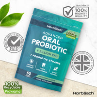 Oral Probiotics for Mouth 6 Billion CFU | Advanced Dental Probiotics for Adults | 7 Probiotic Strains Including Lactobacillus Reuteri | 60 Vegan Chewable Tabs | Mint Flavour | by Horbaach