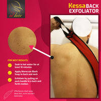 Al Hoor AL HOOR Moroccan Kessa Back Scrubber for Shower - Long Strap, Viscose Back Scrubber, Acne Treatment, Ingrown Hair Treatment, Back Exfoliator For Glowing & Smooth Skin, Dry Skin & Dead Skin Remover