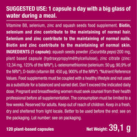 Biotin Hair & Nail Growth Supplement - Enriched with Zinc & Selenium - Contributes to Skin Care - 120 Vegan Capsules - French Expertise