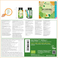 Vegavero Organic Turmeric 14620mg | Curcumin 158mg | Curcuma with Black Pepper | Piperine + Curcuminoids | NO Additives | Vegan