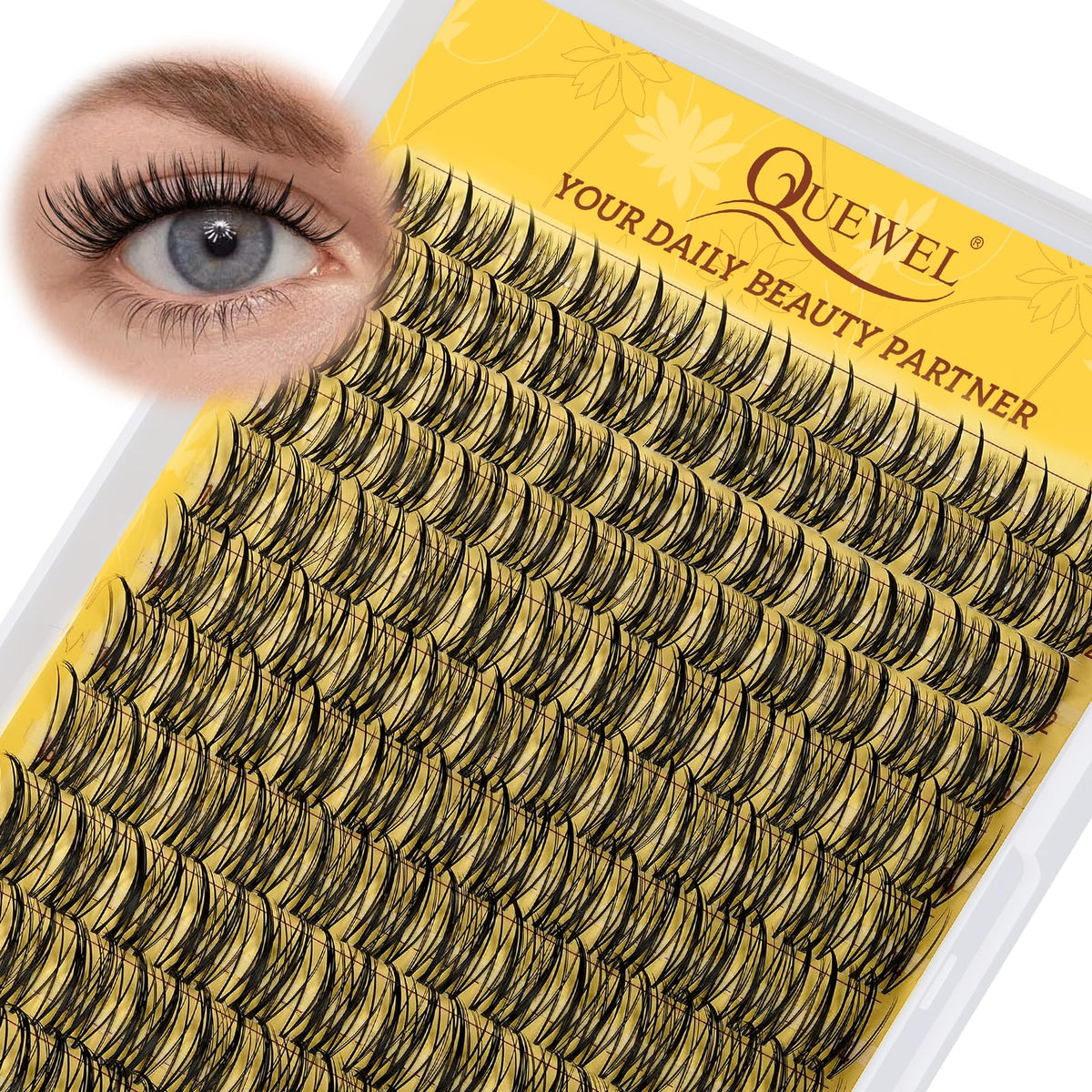 QUEWEL Manga Cluster Lashes Natural Look D Curl Wispy Eyelash Clusters Mix 10-18mm, Eyelashes Individual DIY Lash Extensions at Home (QU41)