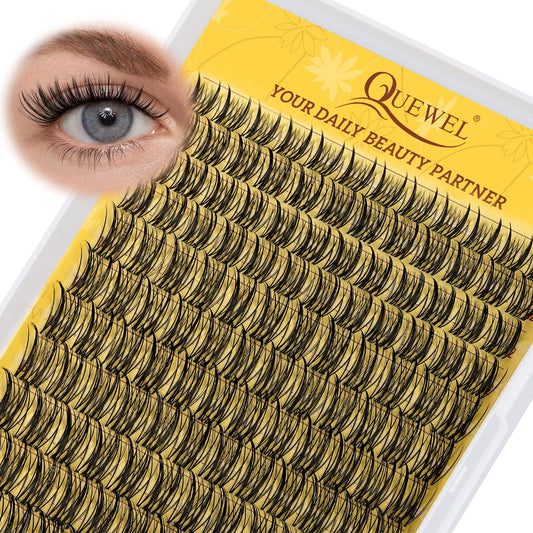 QUEWEL Manga Cluster Lashes Natural Look D Curl Wispy Eyelash Clusters Mix 10-18mm, Eyelashes Individual DIY Lash Extensions at Home (QU41)