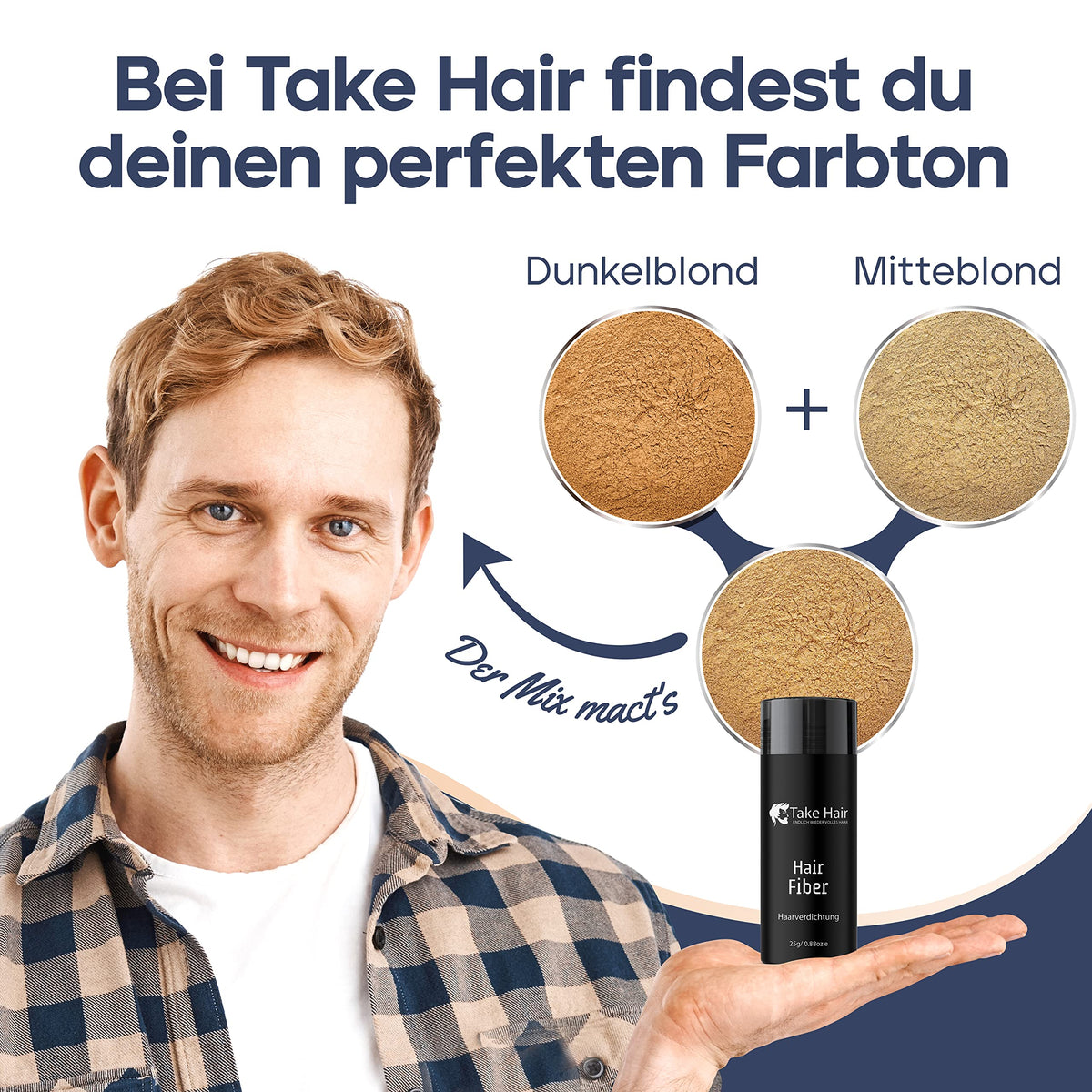 Take Hair ENDLICH WIEDER VOLLES HAAR Take Hair Scatter Hair Refill Bag 100 g I Holds in Rain and Wind I For Men and Women I Pouring Hair for Hair Thickening I Hair Fibers Hair Powder Hair Loss (Scattered Hair Medium Blonde)