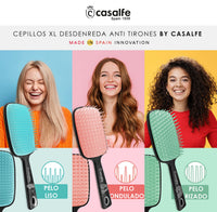 Casalfe XL Hair Brush Detangles No Pull Curly Hair - Flexible Tines That Will Not Break Hair - Curly Method Suitable for Unisex Adults - Black & Pastel Green