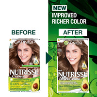 Garnier Nutrisse Permanent Hair Dye, Natural-looking, hair colour result, For All Hair Types, 6 Light Brown