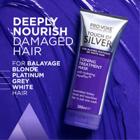 PROVOKE Touch of Silver Toning Treatment Mask 200ml | Purple Conditioner for Blonde, Platinum, White or Grey Hair | Purple Shampoo Alternative to Banish Brassy Tones, packaging may vary