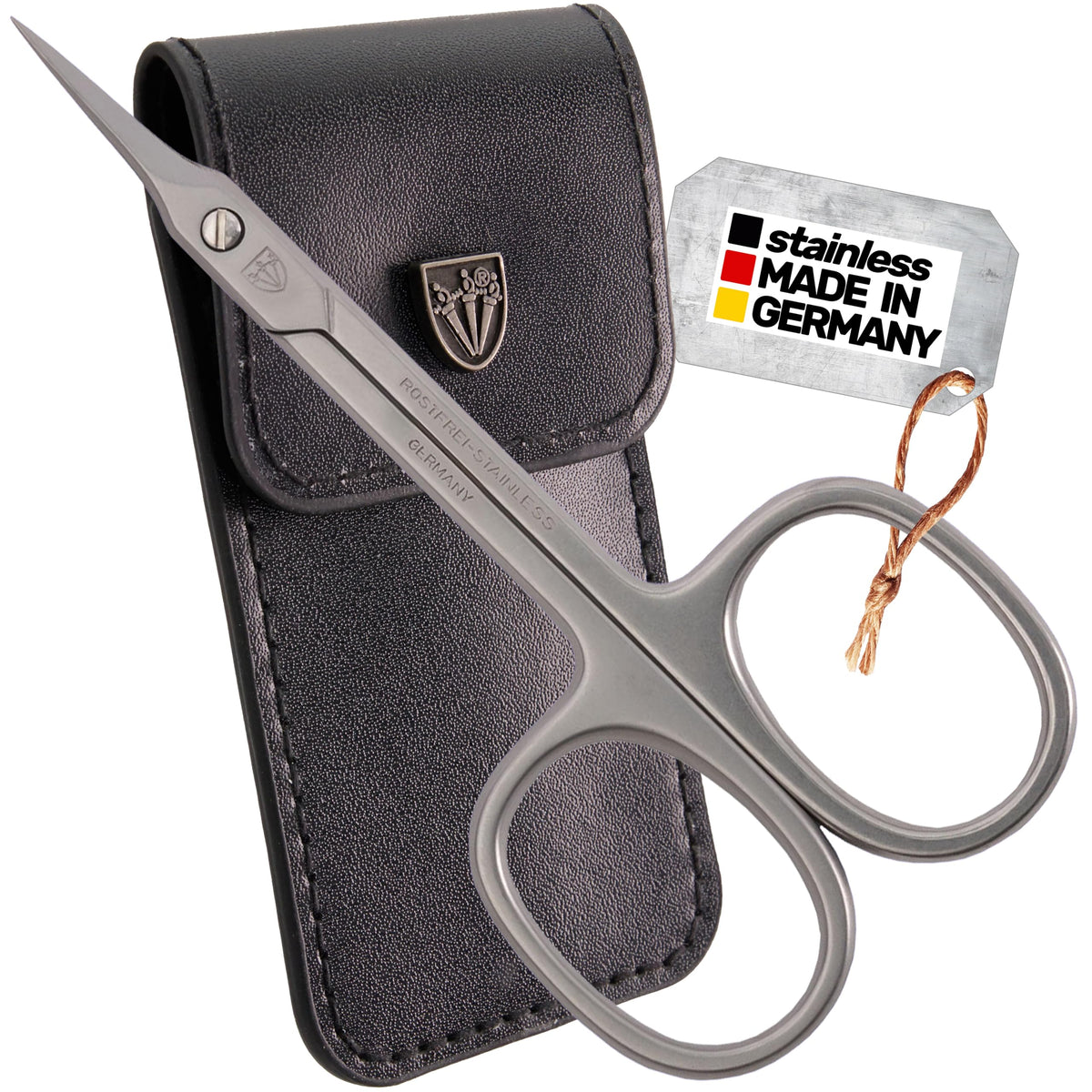 3 Swords Germany | Curved Cuticle Dead Skin Scissors towerpoint tip, Stainless Steel, Extra Sharp - Made in Germany (2815)