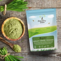 Organic Barley Grass Powder by TheHealthyTree Company - High in Calcium, Fibre, Iron and Vitamin C - Gluten Free Pure Vegan Barleygrass from Germany (500g)