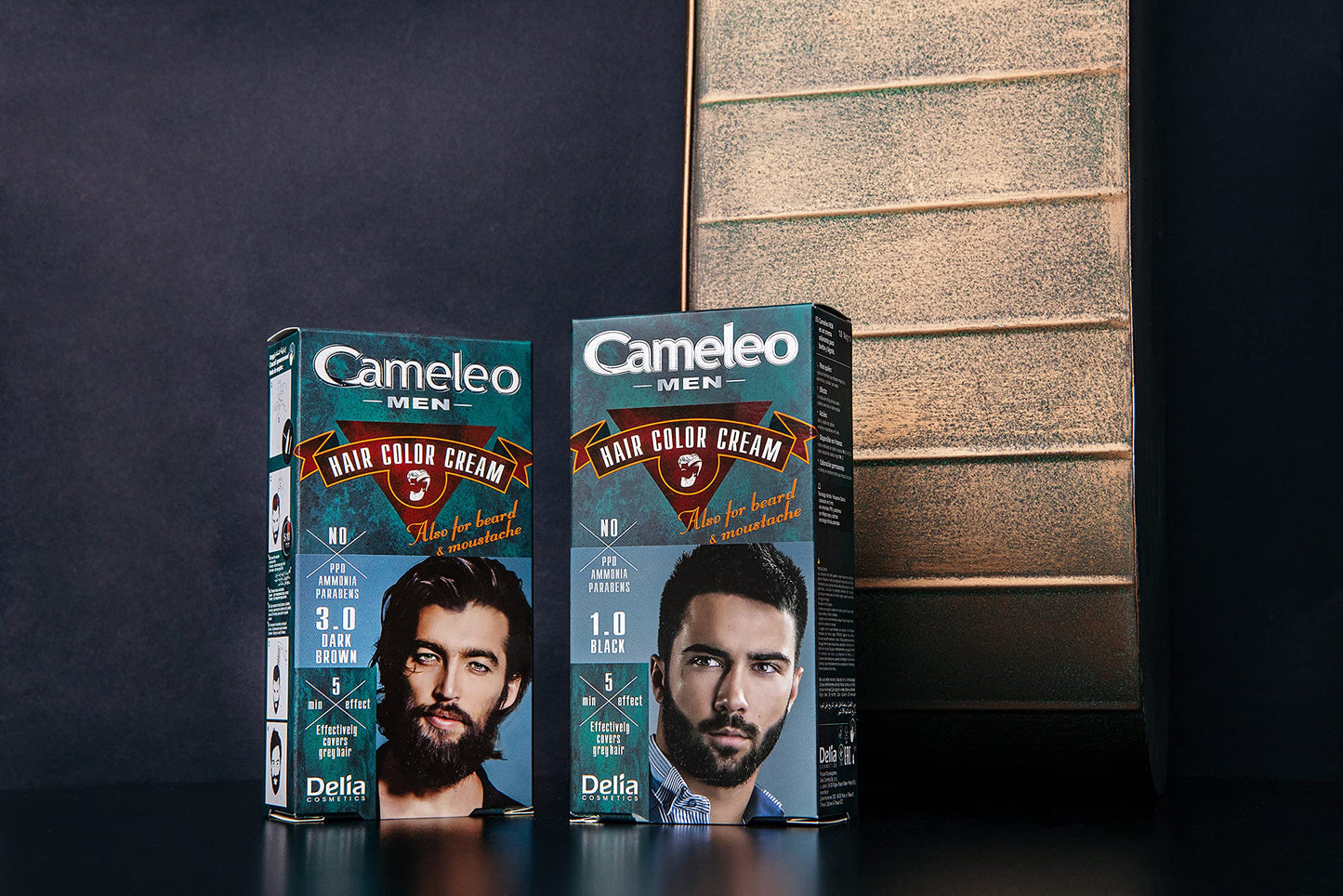 Cameleo Men - Permanent Hair Dye | Black Colour for Hair Beard & Moustache | Natural Colour Effect in 5 Minutes | Cover Grey Hair | Ammonia FREE | 30ml