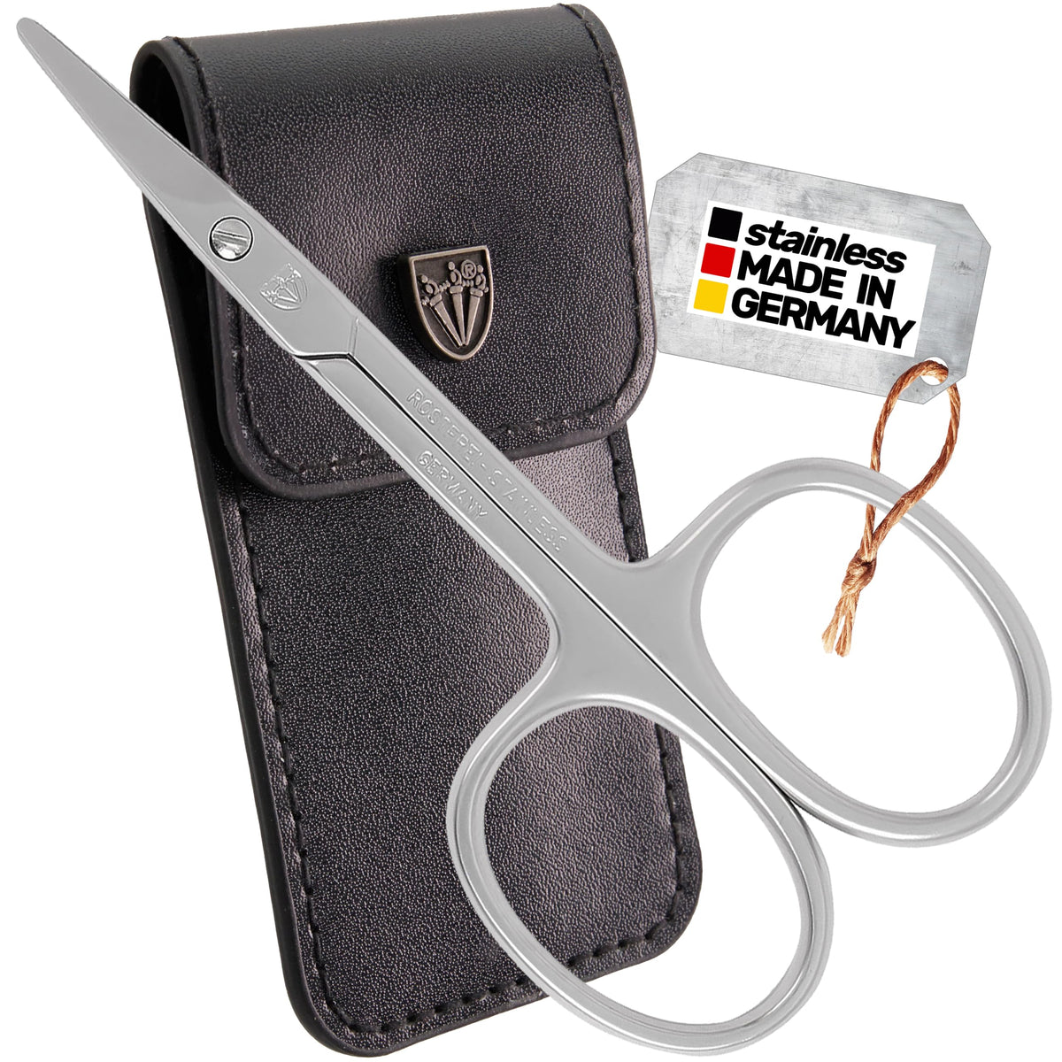 3 Swords Germany - Brand Quality Stainless Steel INOX Curved Cuticle Scissors with Round Tips for Diabetics or Kids - Made in Solingen Germany