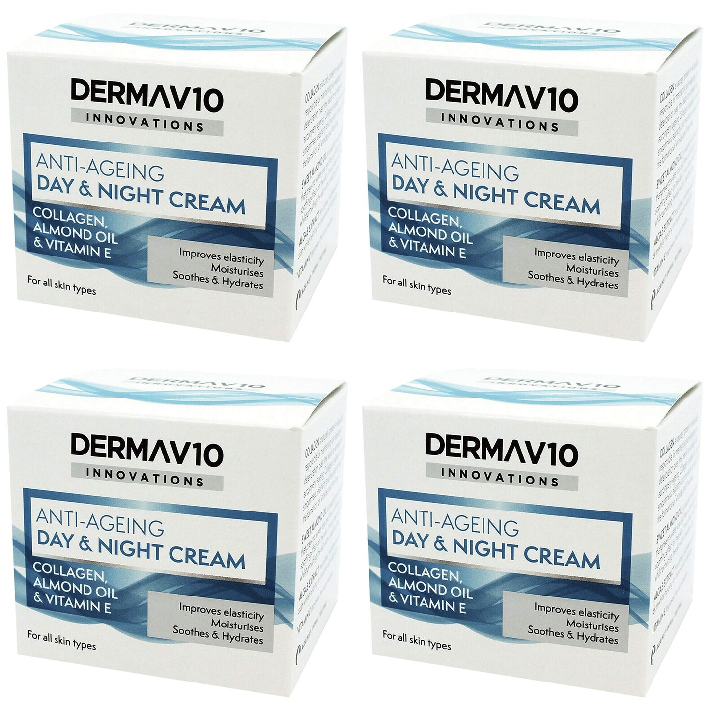 Happy Bees Bundle Derma V10 Innovations Day & Night Cream (4 Pack) Total 200 ml (Collagen, 4 Pack)