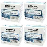Happy Bees Bundle Derma V10 Innovations Day & Night Cream (4 Pack) Total 200 ml (Collagen, 4 Pack)