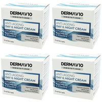 Happy Bees Bundle Derma V10 Innovations Day & Night Cream (4 Pack) Total 200 ml (Collagen, 4 Pack)