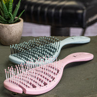 K Kumi Professional Beauty Kumi Pink Detangling Hair Brush - Wheat Straw Derived Anti-Breakage detangling Brush, Flexible Straw Brush for Wet and Dry Hair - Ideal for Home Use - Eco Friendly Hairbrush
