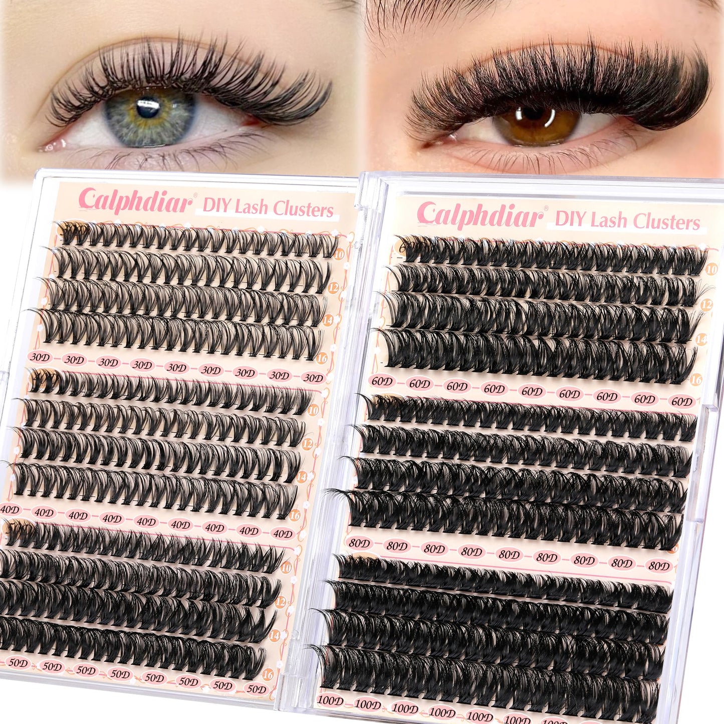 calphdiar Calphdiar Wispy Cluster Lashes D Curl Individual Eyelashes Natural Lash Clusters Fluffy Lashes Individual Cluster 476pcs Eye Lashes DIY Lash Extensions for Beginners(30+40+50+60+80+100D)
