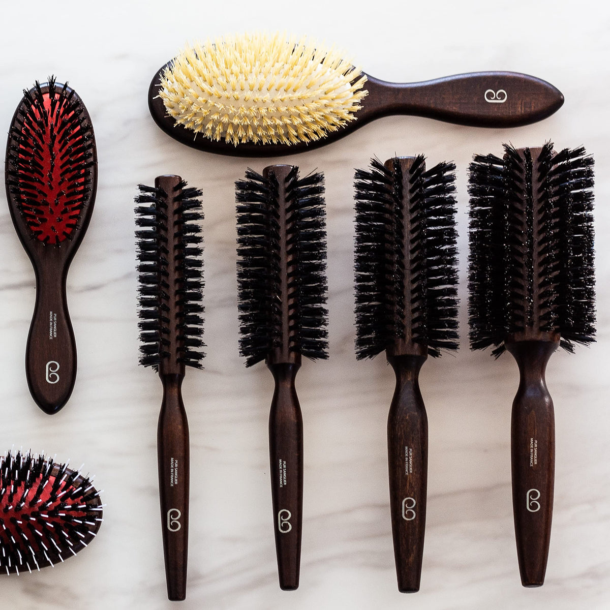 l'artisan BROSSIER L'Artisan Brossier - Round Hairbrush Natural Bristle in Beech Wood 10 Rows – Handmade in France