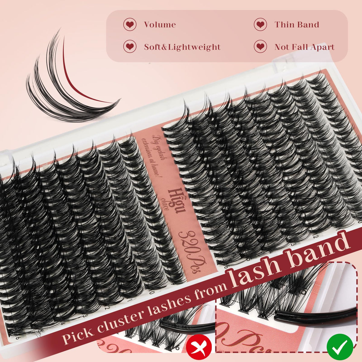 Higu clace Higu Clace Cluster Lashes 320PCS, Individual Eyelashes Mixed 9-16mm,Natural Lash Clusters Wispy Cluster Lashs,Eyelash Extensions Easy to Use at Home Eyelashes Clusters (30D+40D)
