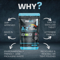 Multivitamins & Minerals - 365 Vegan Tablets - One a Day 100% RDA - 23 Essential Vitamins & Minerals in A-Z Multivitamin Tablet - Made in The UK by PROELITE