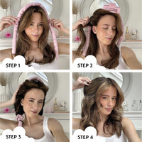 SILVER CLOUD Silver Cloud Satin Heatless Curler Set Infused with Silver Ions – Effortless Curls, No Heat Required (Pink, Medium)