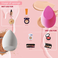 MUUK' SUPERFOODS MUUK Makeup Sponge Blender 4 Pack Foundation Sponge Latex Free Beauty Blender Applicator With Sponge Holder Case Ideal For Foundation, Powder and Cream