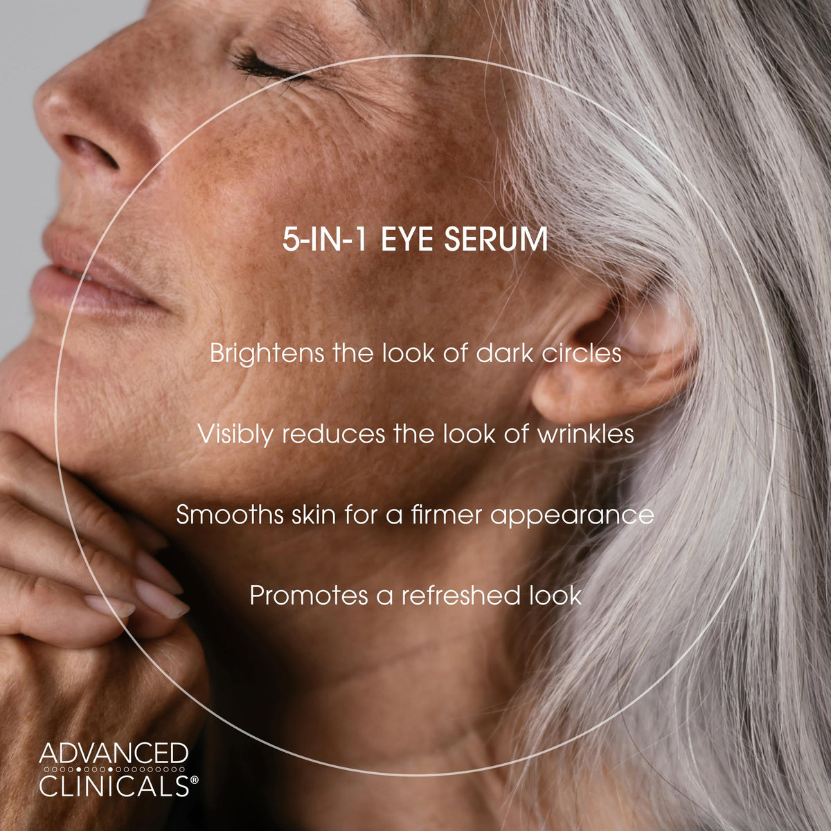 Advanced Clinicals 5-in-1 Multi Correction Anti-Aging Eye Serum with Retinol Collagen Vitamin C and Manuka Honey. For dark circles wrinkles crow's feet fine lines. Large 2oz airless tube.
